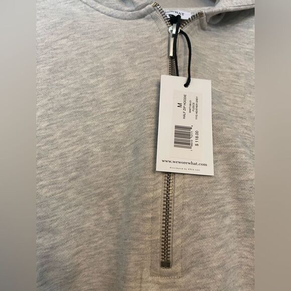 NWT WWW Fleece Half Zip Hoodie “Heather Gray” Medium - Picture 5 of 8